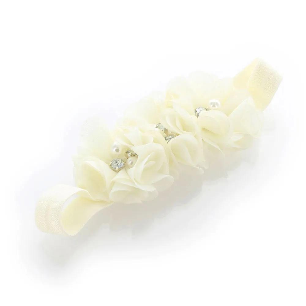 Girls Beaded Chiffon 3-Flower Headband