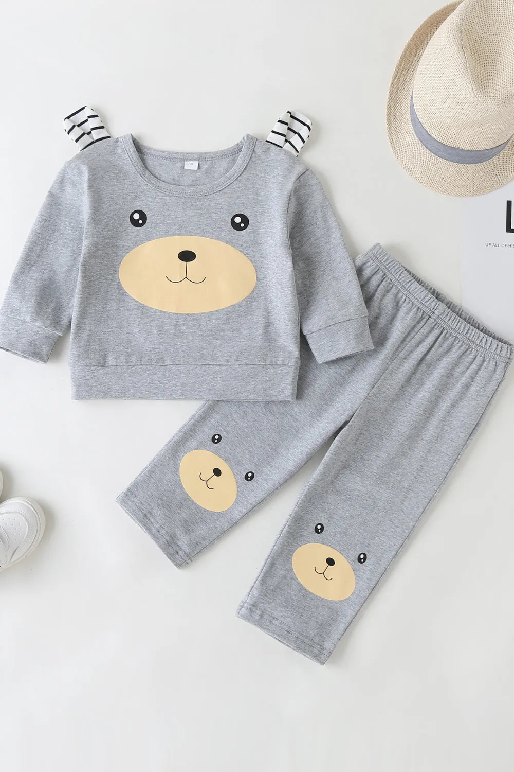 Girls Bear Face T-Shirt and Pants Set