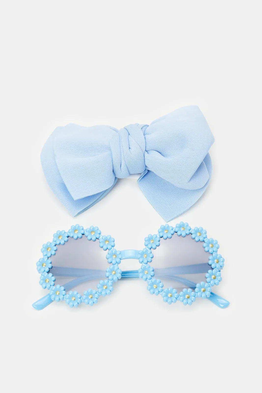 Girls Blue Hair Clip And Sunglasses (2 Piece)