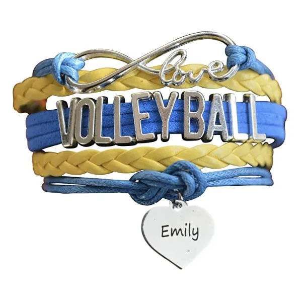 Girls Engraved Volleyball Bracelet-15 Team Colors