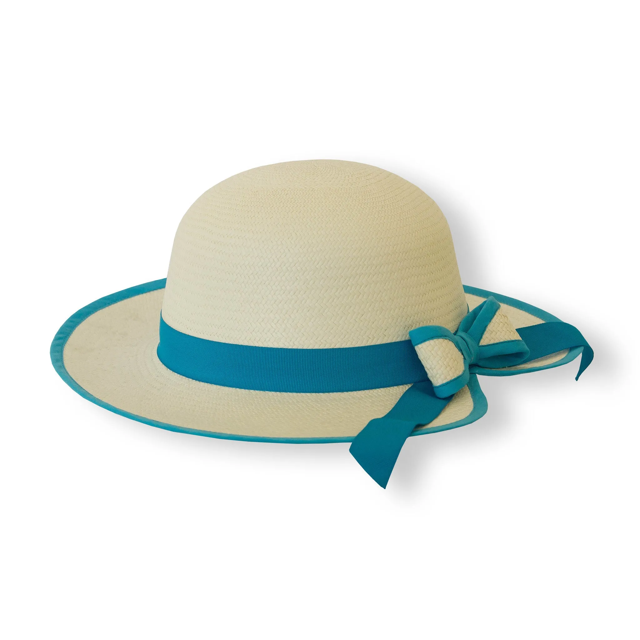 Girls Fedora Panama Hat - Blue Band