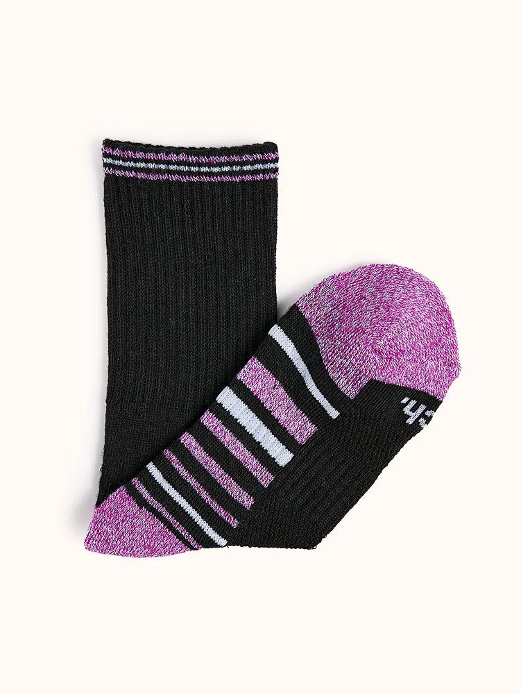 Girls' Half Cushion Crew Socks (4 Pairs) - Black