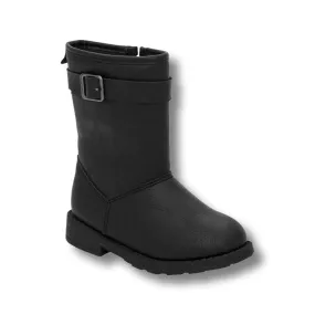 GIRLS LEATHER URBAN BUCKLE BOOTS.