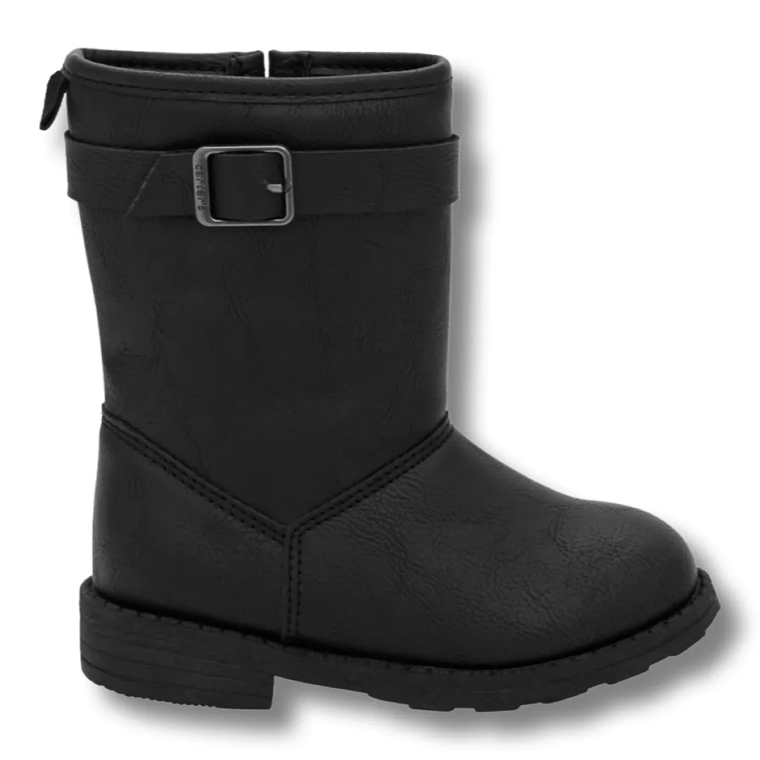 GIRLS LEATHER URBAN BUCKLE BOOTS.