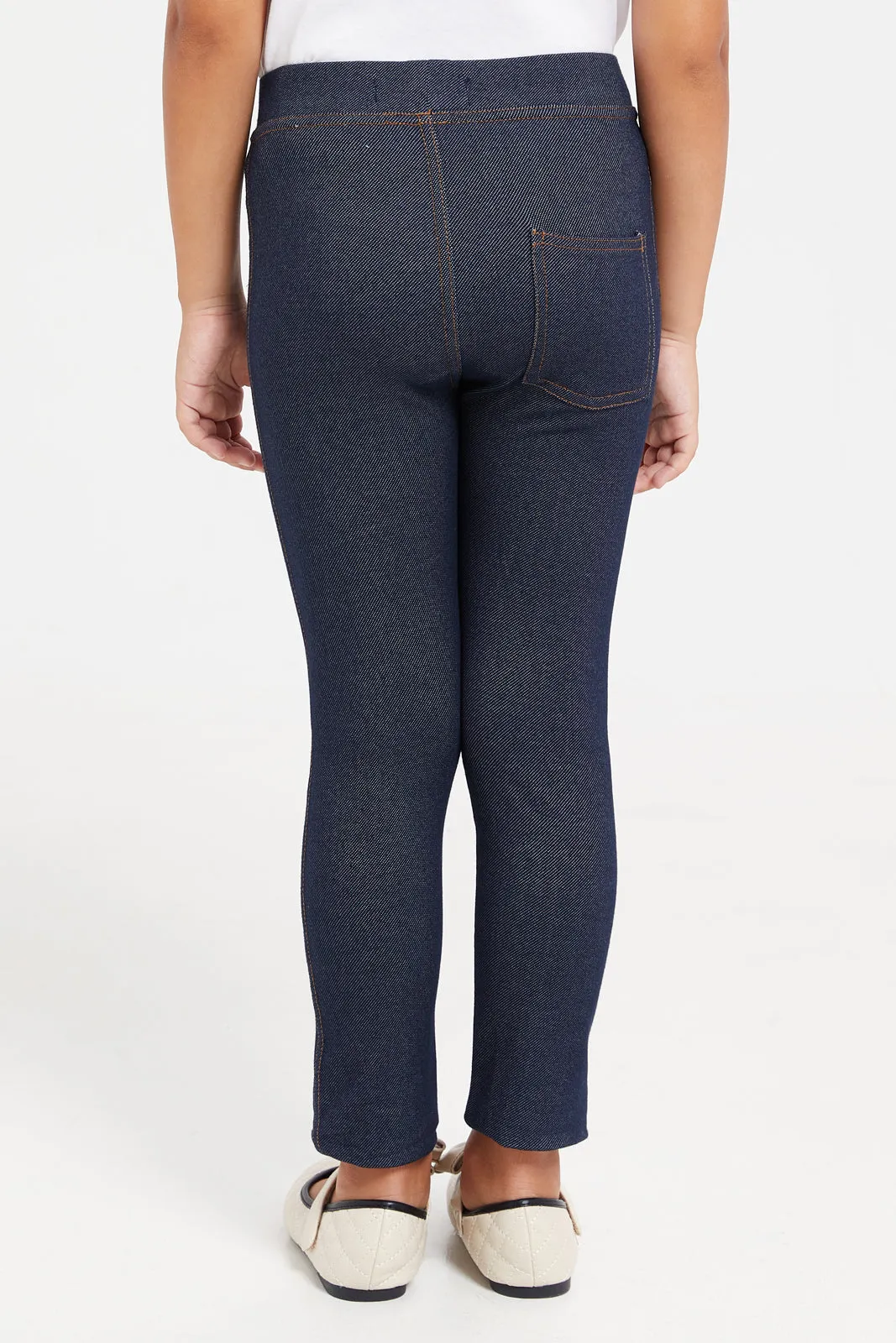 Girls Navy Basic Jeggings