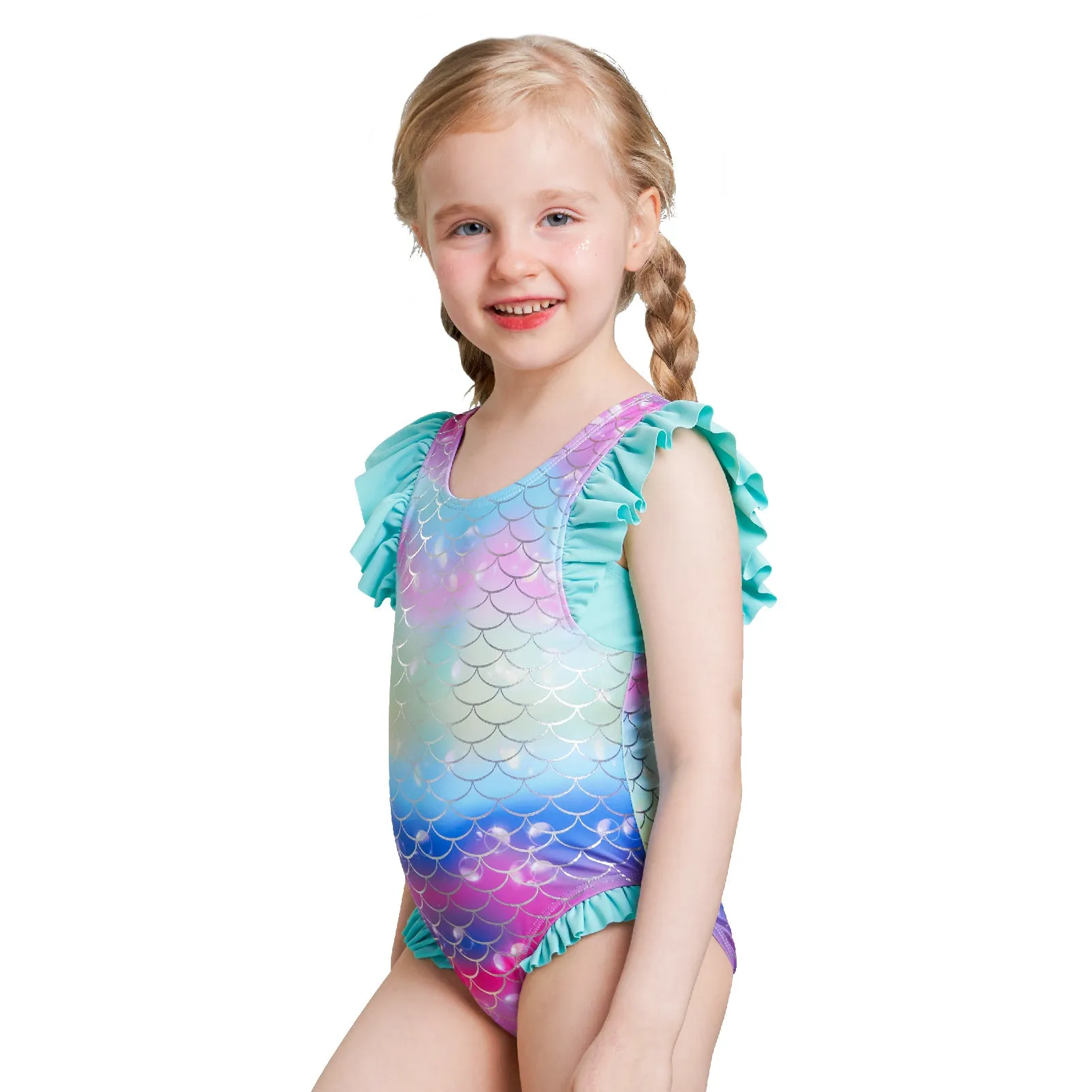 Girls One-Piece Mermaid Colorful Swimwear