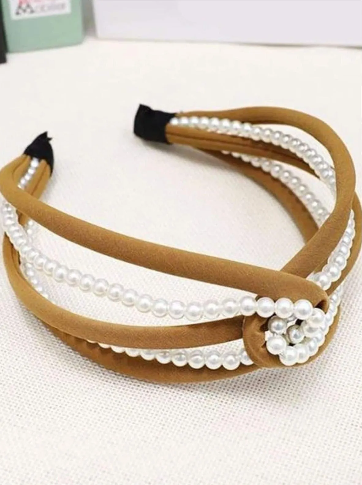 Girls Pearl and Velvet Knot Headband