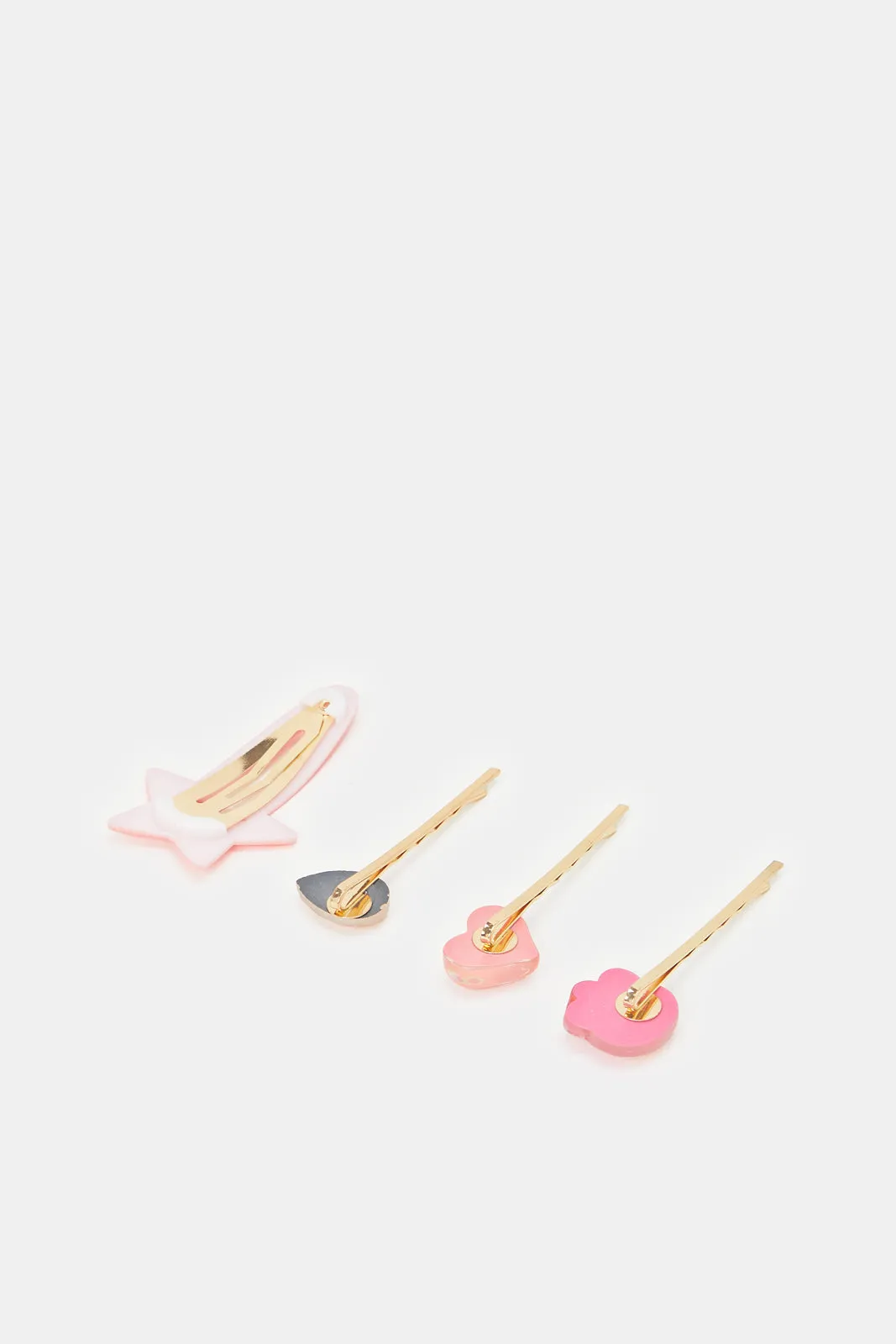 Girls Pink And Gold Hair Clip Set (Pack Of 4)