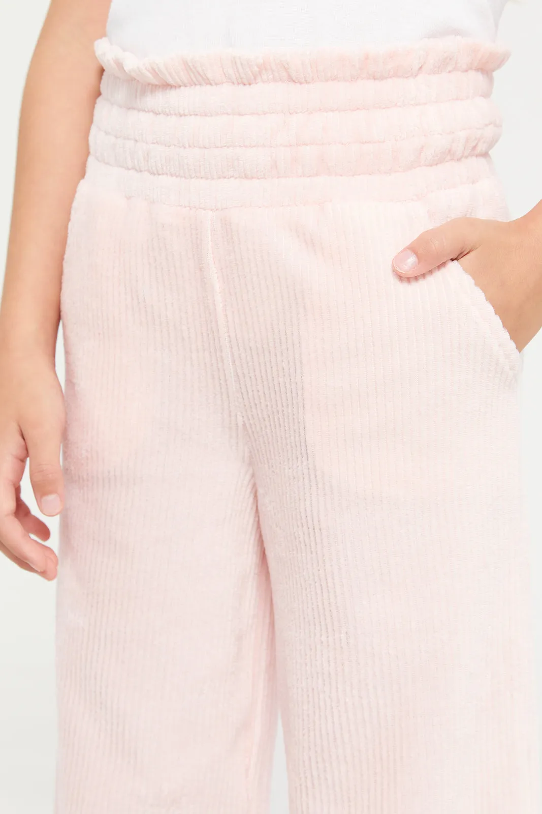 Girls Pink Wide Leg Trousers