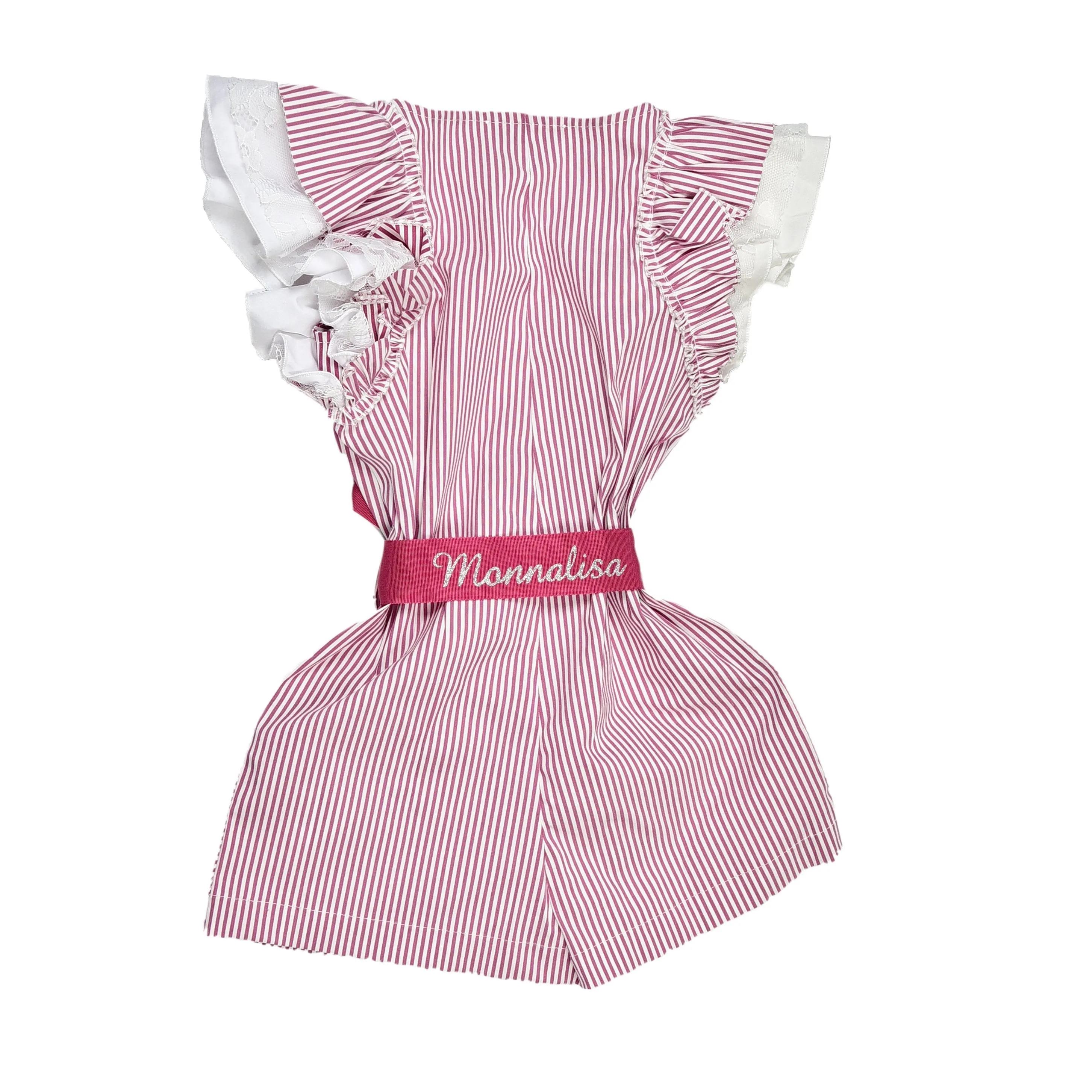 Girls Red Stripe Frill Playsuit