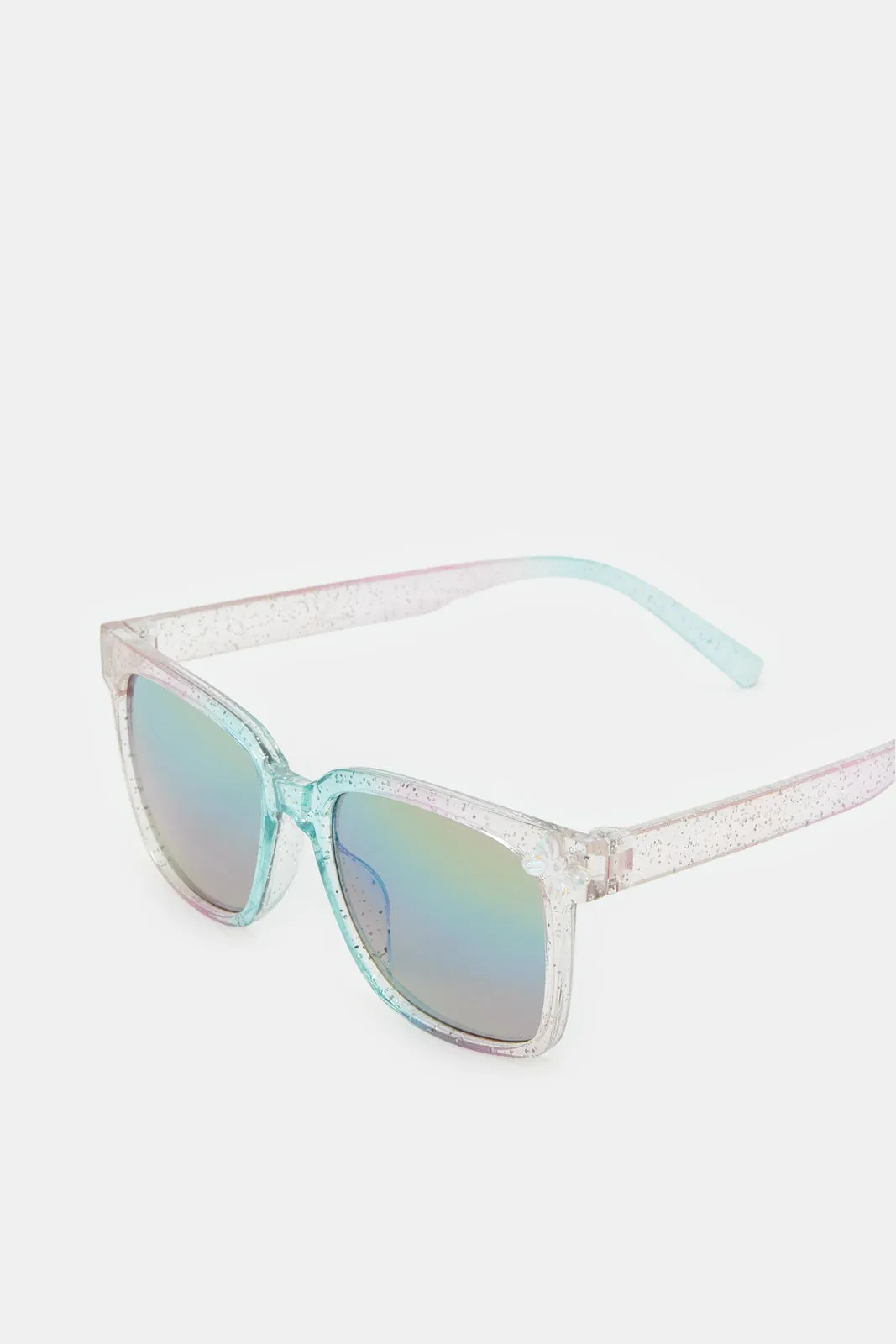 Girls Wayfarer Butterfly Embellished Sunglasses