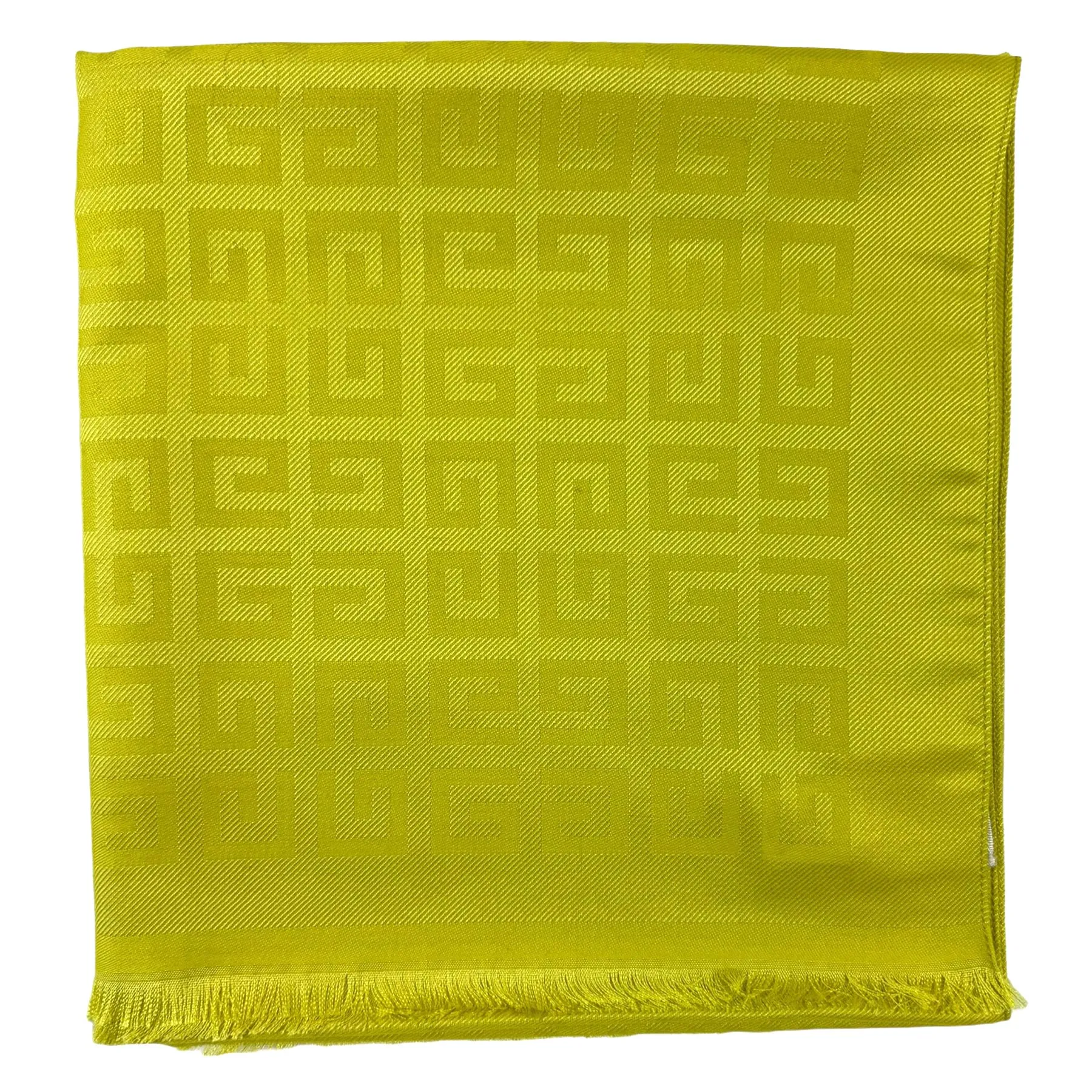 Givenchy Scarf Acid Lime 4G Allover Design - Wool Silk Shawl FINAL SALE