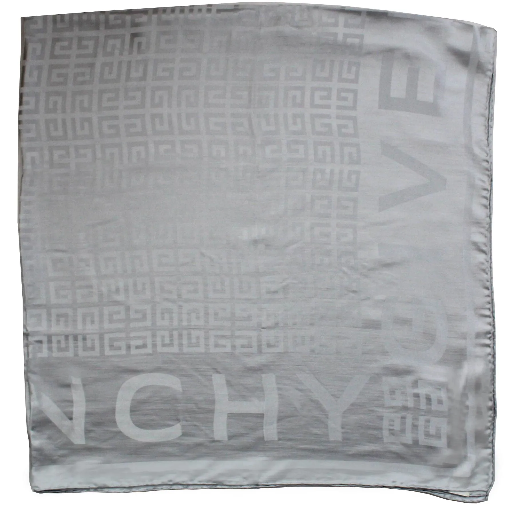 Givenchy Scarf Gray Logo 4G Design - Extra Large Twill Silk Square Wrap SALE