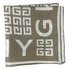 Givenchy Scarf Taupe 4G Design - Square Twill Silk Foulard SALE