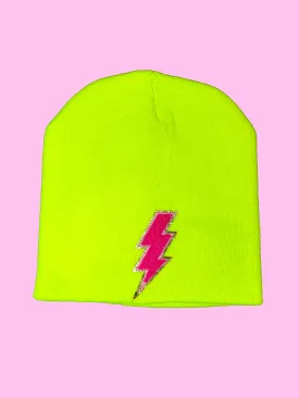 Glitter Bolt Neon Beanie