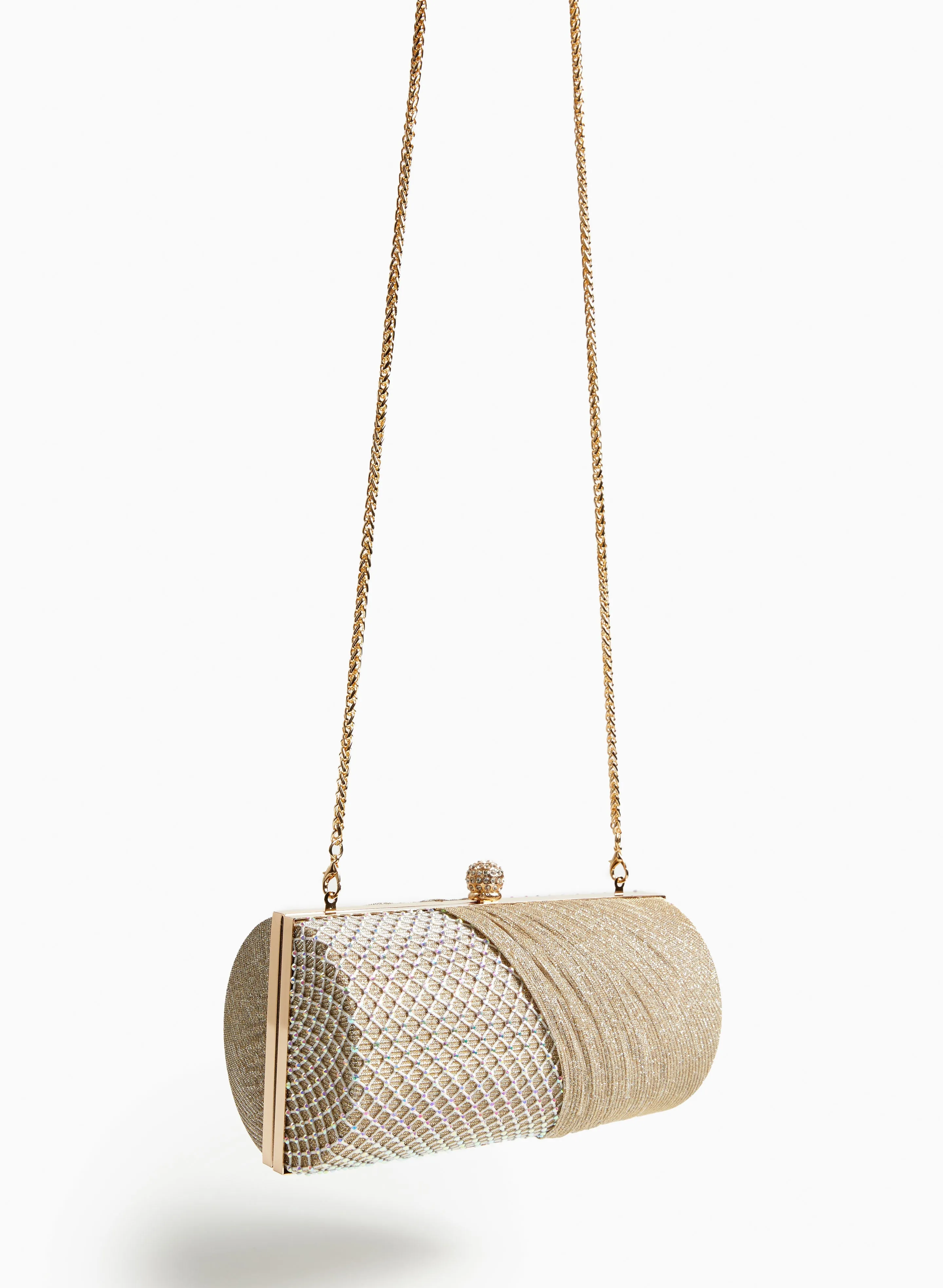 Glitter Mesh Draped Clutch