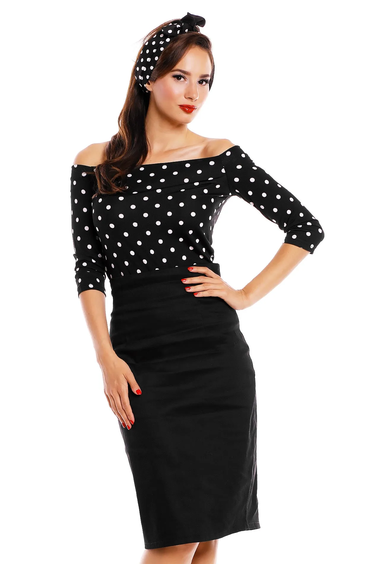 Gloria Polka Dot Top in Black-White