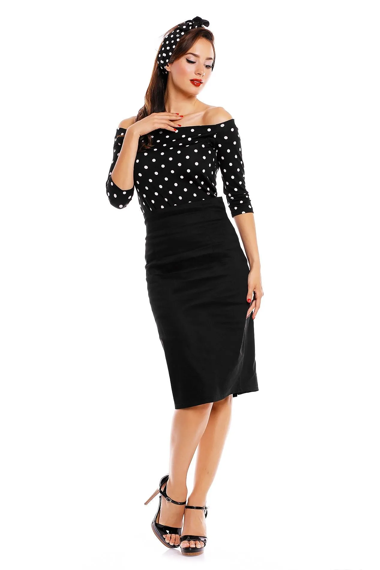 Gloria Polka Dot Top in Black-White