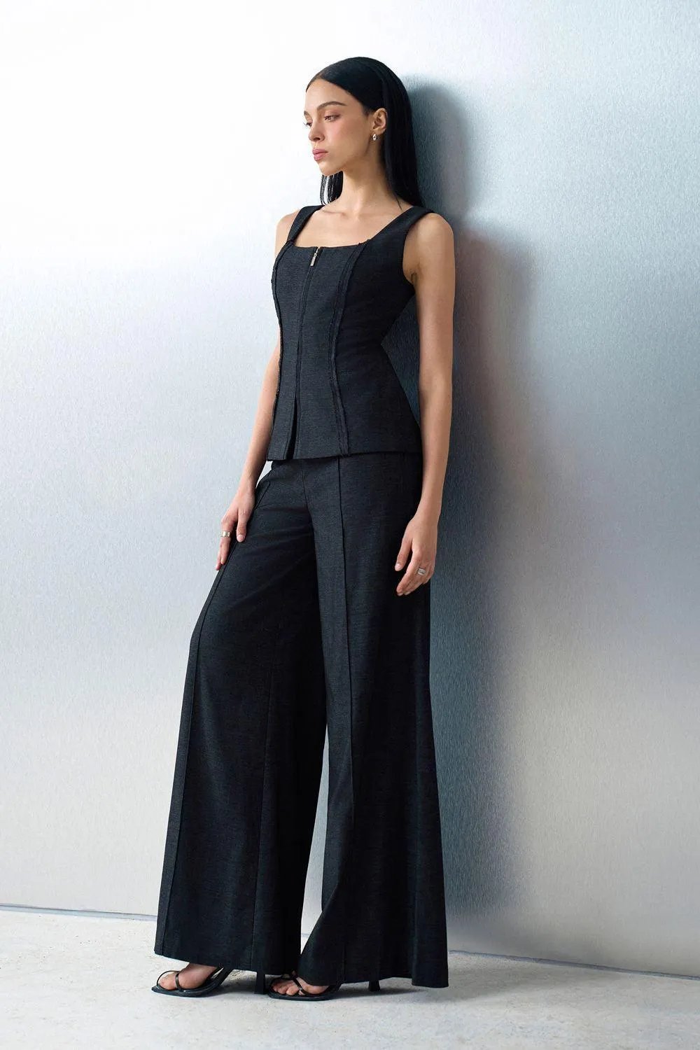 Glory Flared Ribbed Polycotton Floor Length Pants