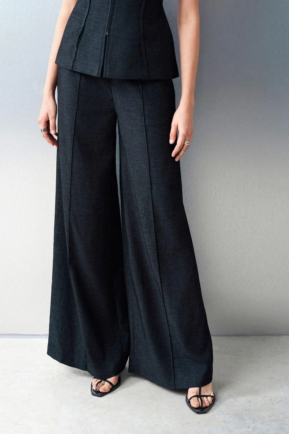 Glory Flared Ribbed Polycotton Floor Length Pants