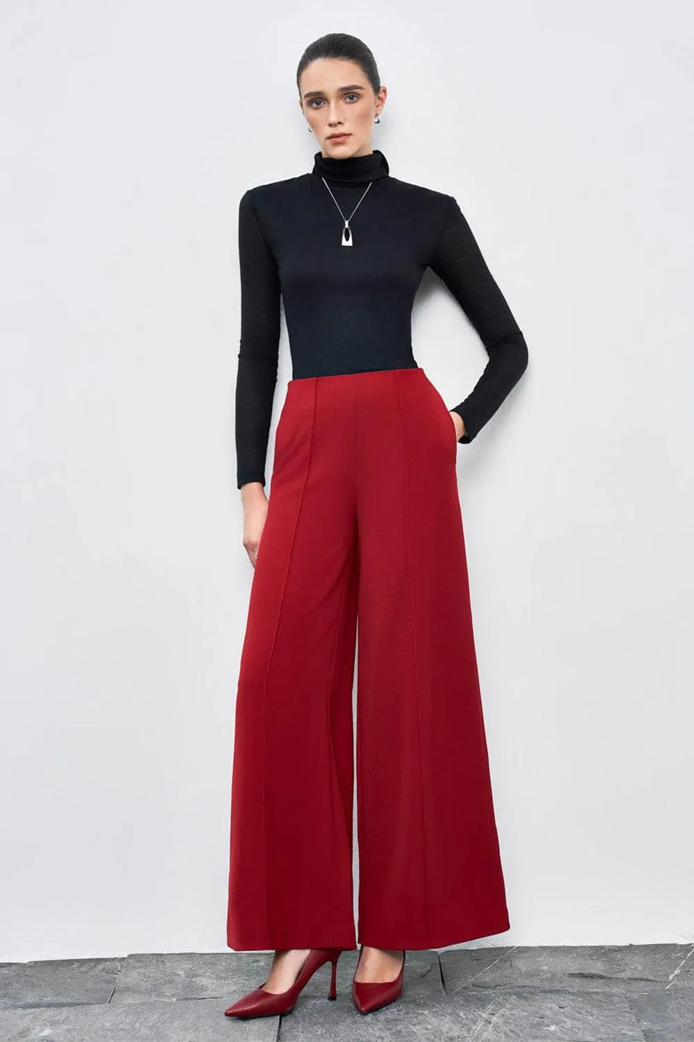 Glory Flared Ribbed Polycotton Floor Length Pants