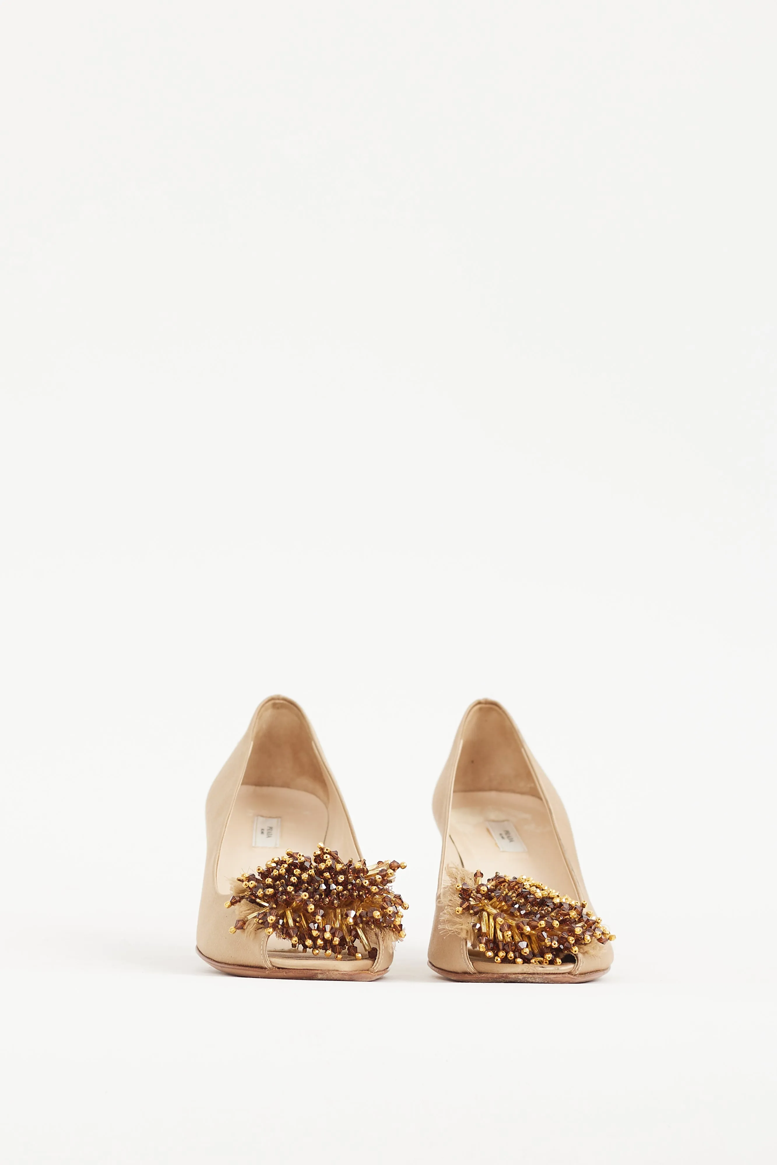 Gold & Brown Bead Cluster Satin Heel