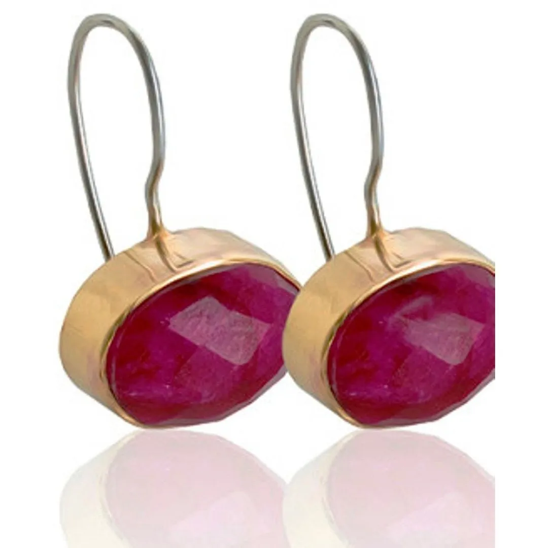 Gold & silver earrings for women set ruby stones.