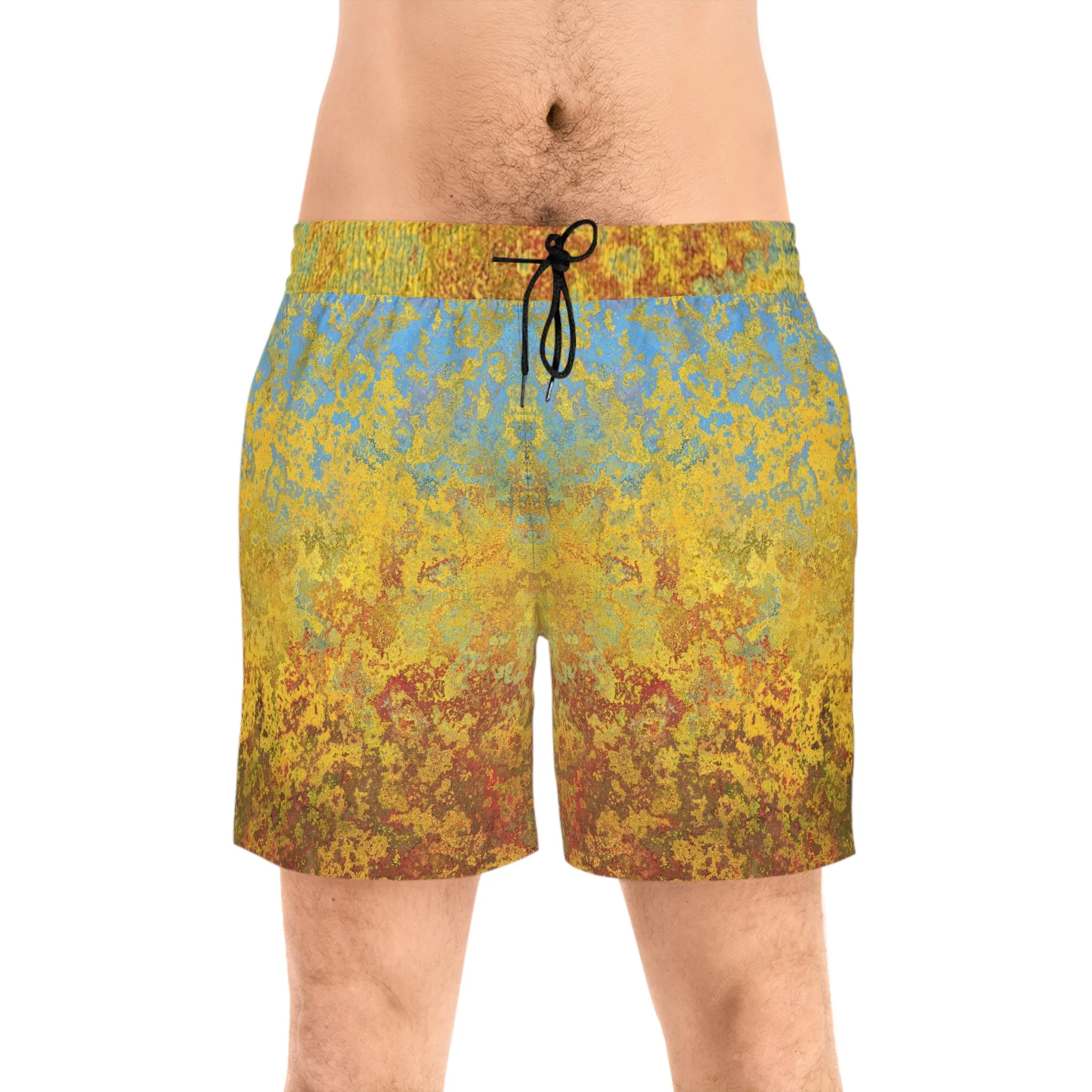 Gold and blue spots - Inovax Men's Mid-Length Swim Shorts