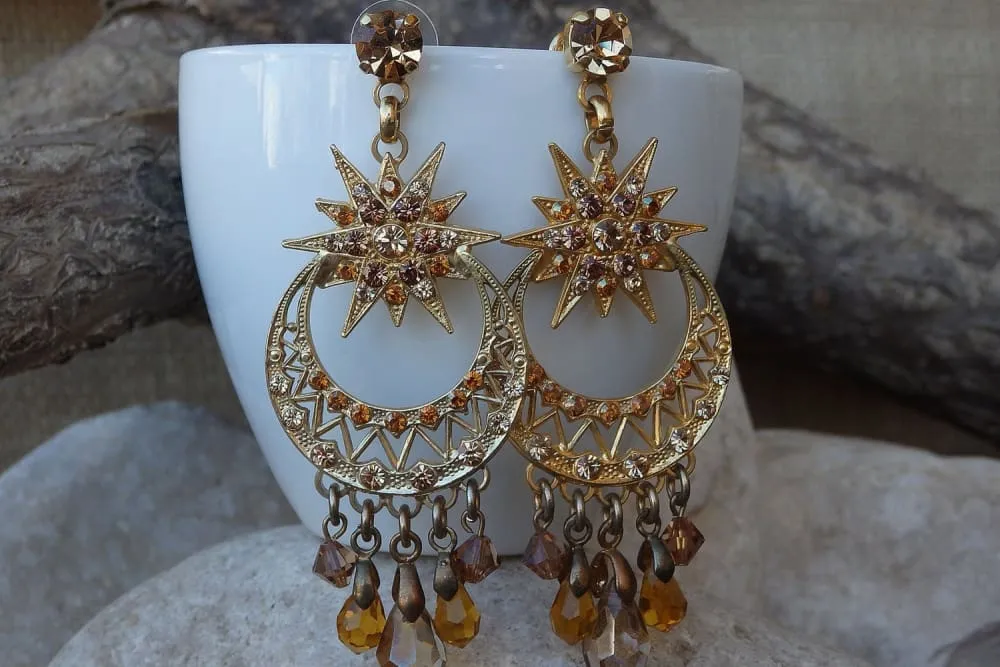 Gold Bohemian Dangle Earrings