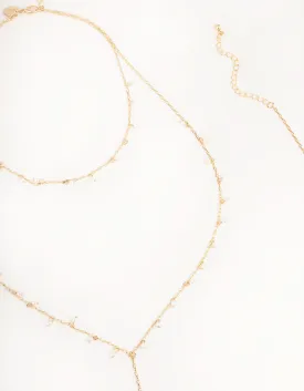 Gold Dainty Pearl Body Chain