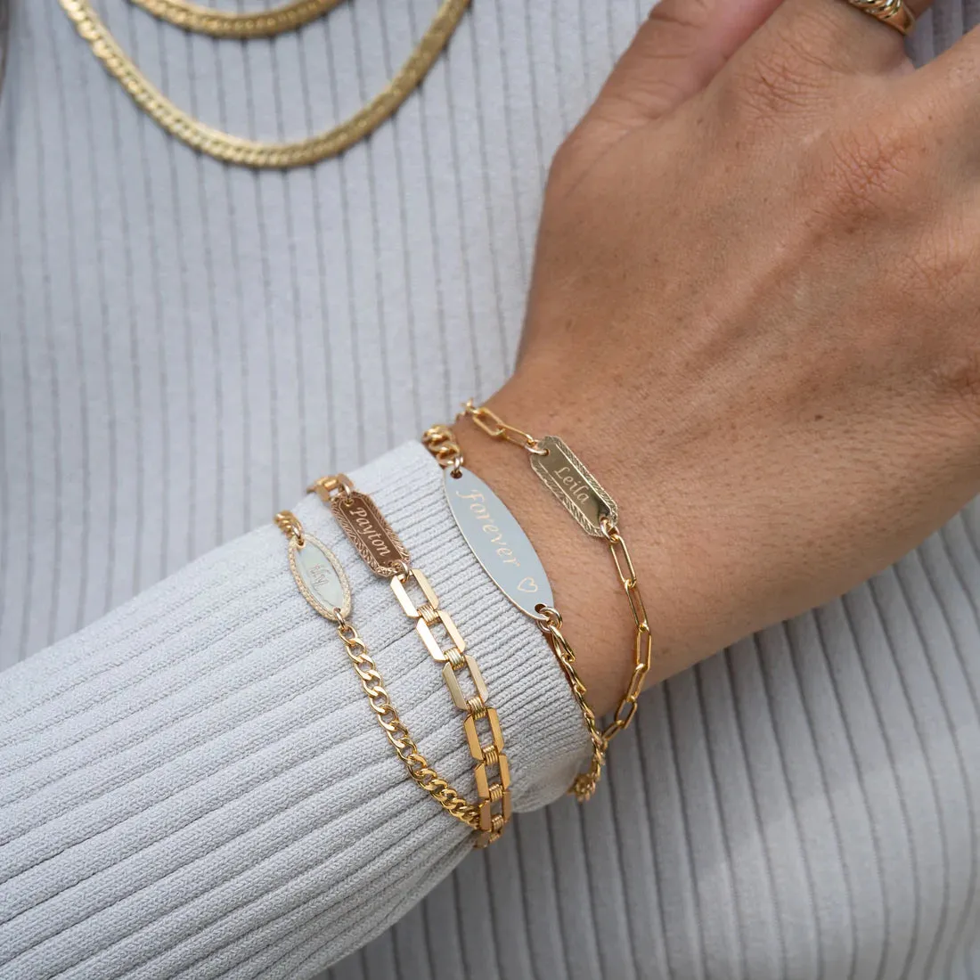 Gold Filled Rectangle ID Bracelet