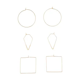 Gold Geometric Fine Hoop Earring Pack