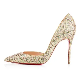 Gold High Heels Wedding Bridal Stiletto Sparkling Classic Pumps