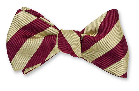 Gold/ Maroon Bar Stripes Bow Tie - B675