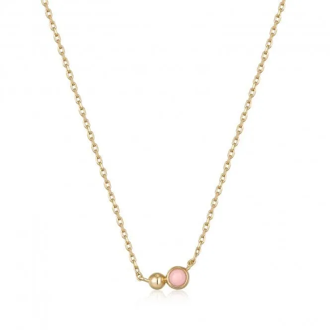 Gold Orb Rose Quartz Pendant Necklace  N045-02G-RQ