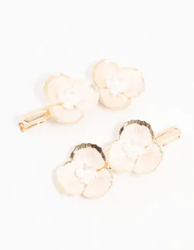 Gold Origami Flower Hair Clips 2-Pack