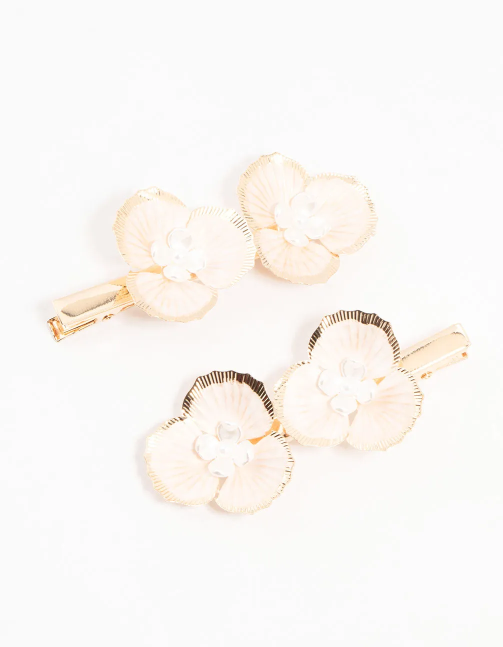 Gold Origami Flower Hair Clips 2-Pack