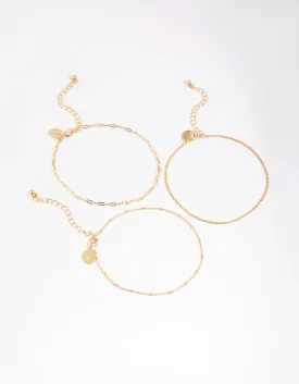 Gold Plated Fine Chain Anklet Set