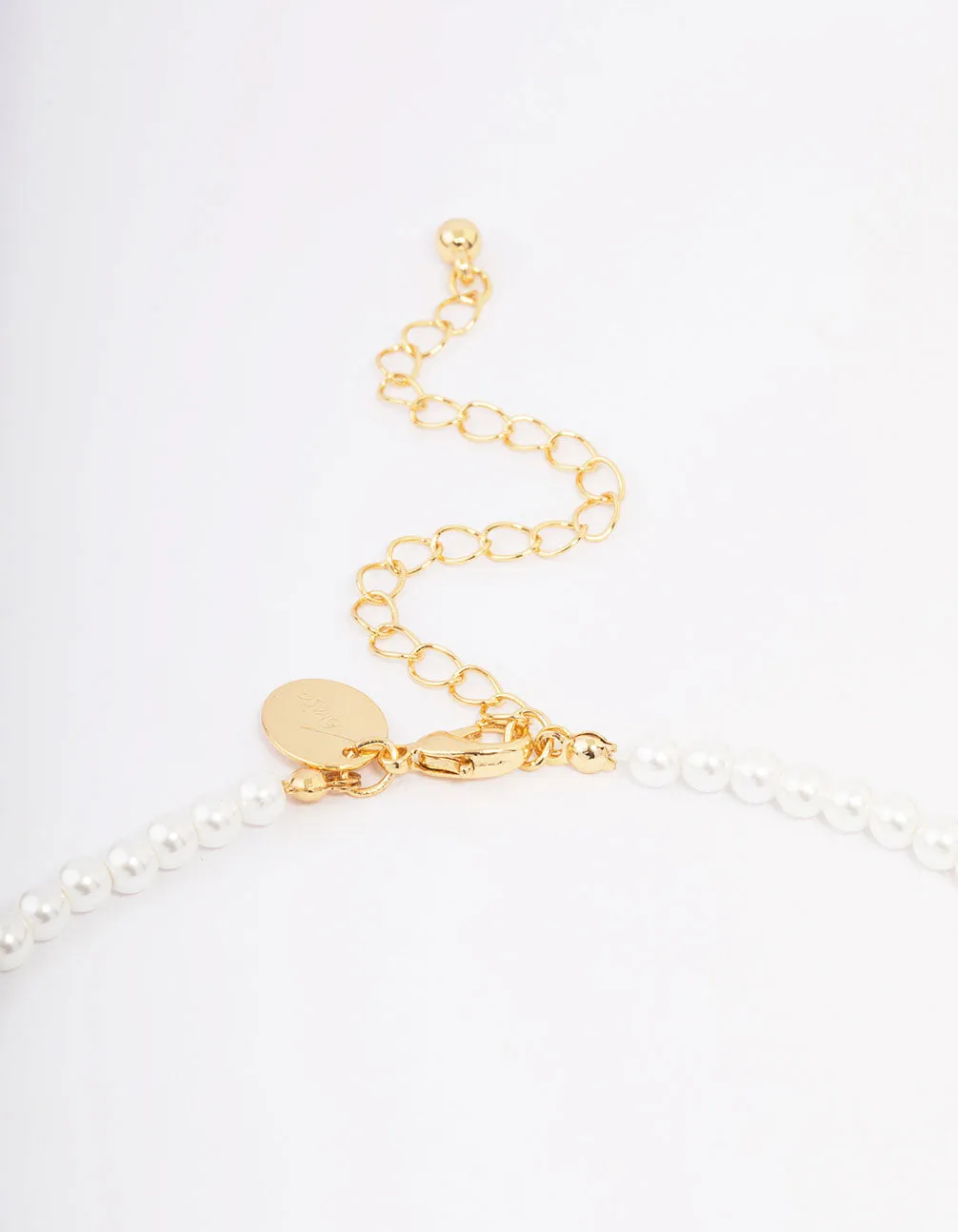 Gold Plated Letter T Initial & Pearl Pendant Necklace