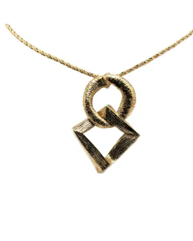 Gold Plated Rhombus Chain Necklace with Pendant