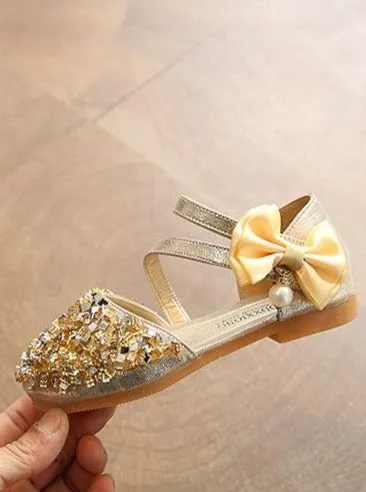 Gold Sequin Ballerina Flats By Liv and Mia