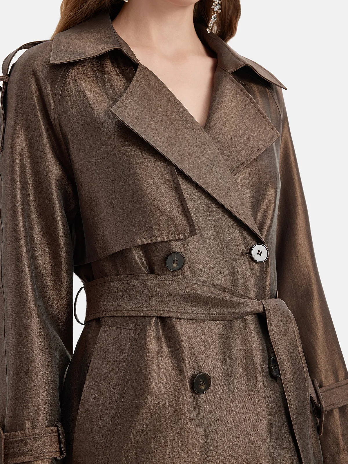 Gold Shimmer Trench Coat