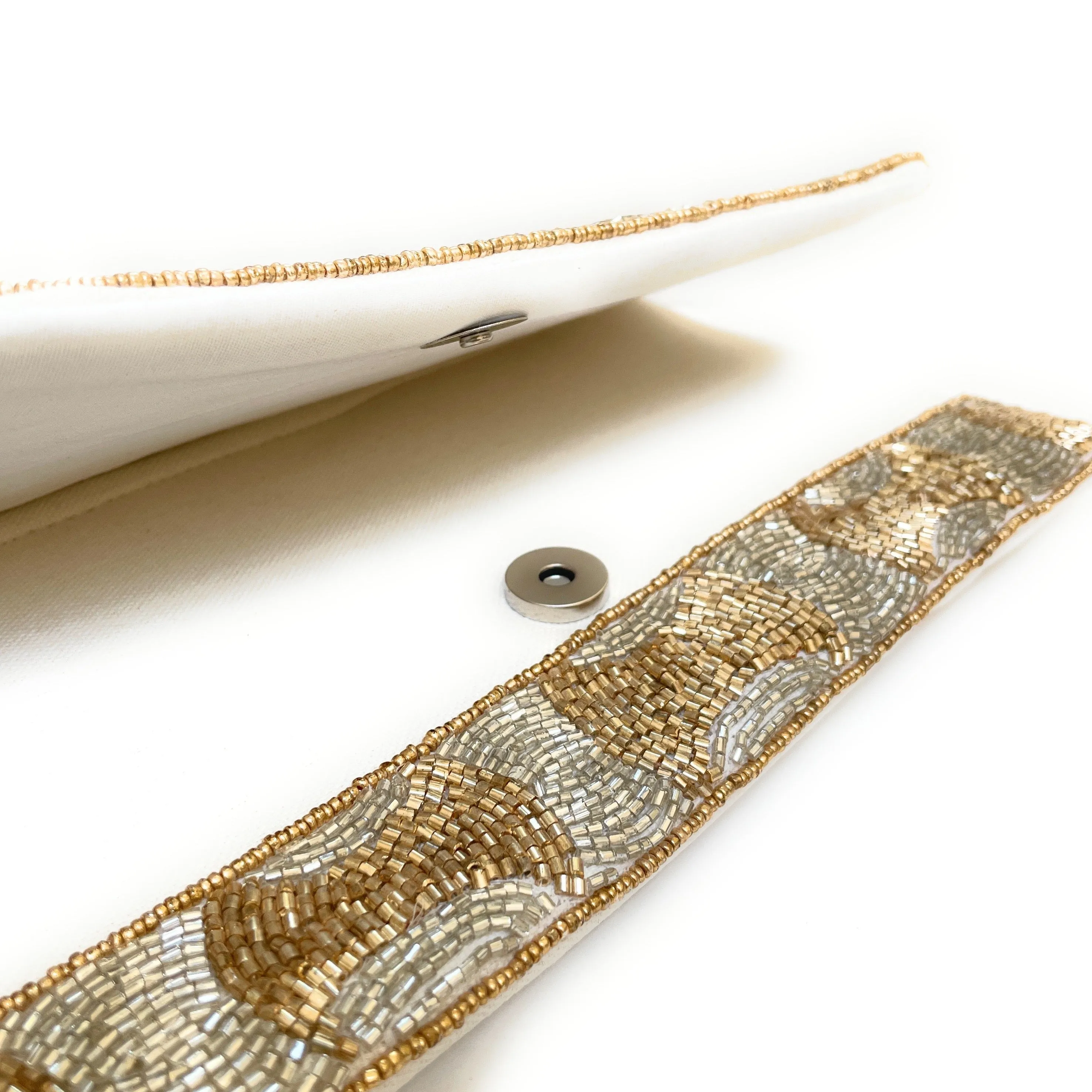 Gold Silver Beaded Clutch Purse