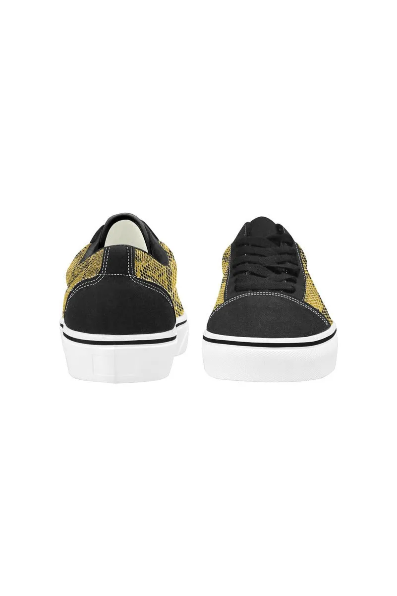 Gold Snakeskin Women's Low Top Skateboarding Shoes