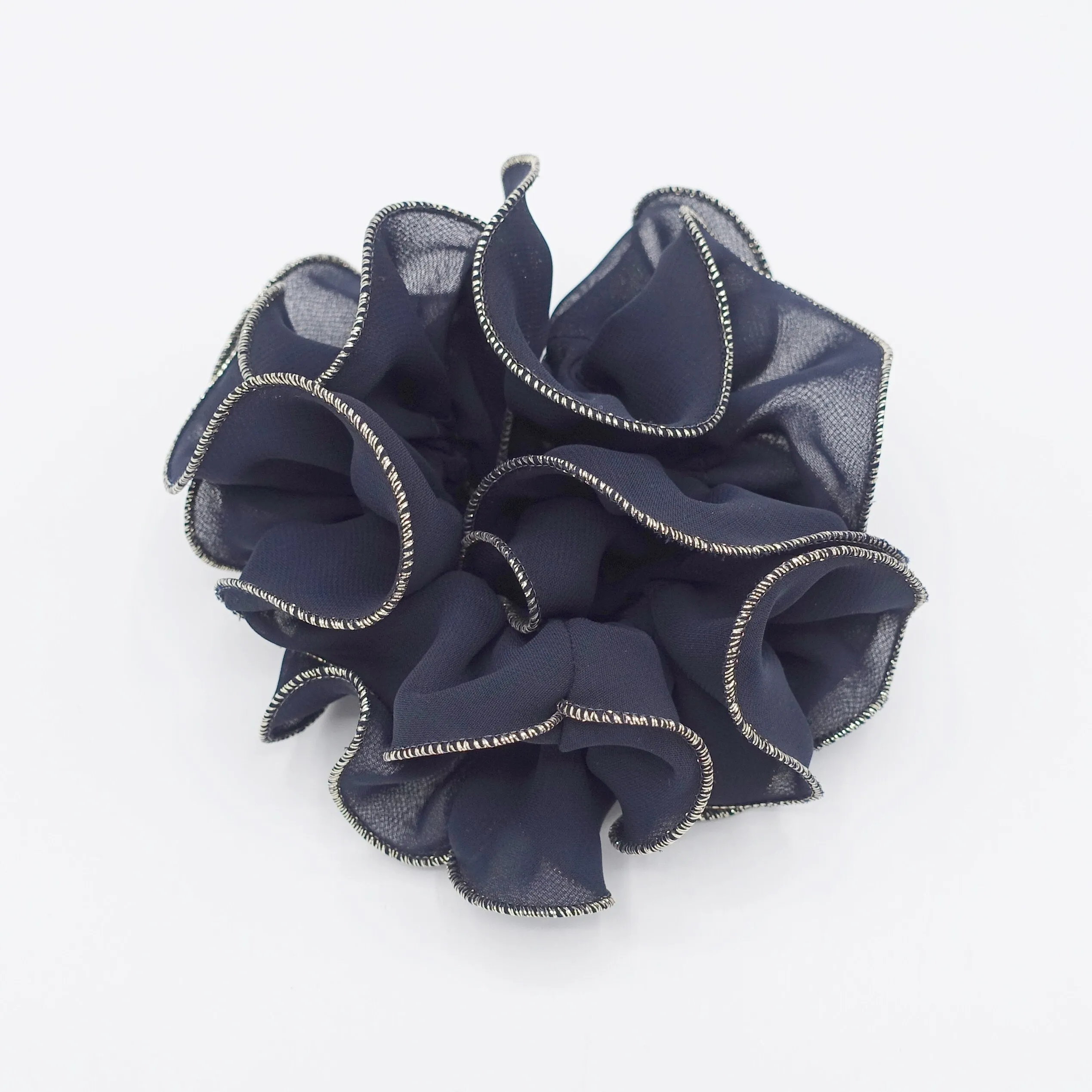 golden edge chiffon scrunchies ruffle hair tie for women