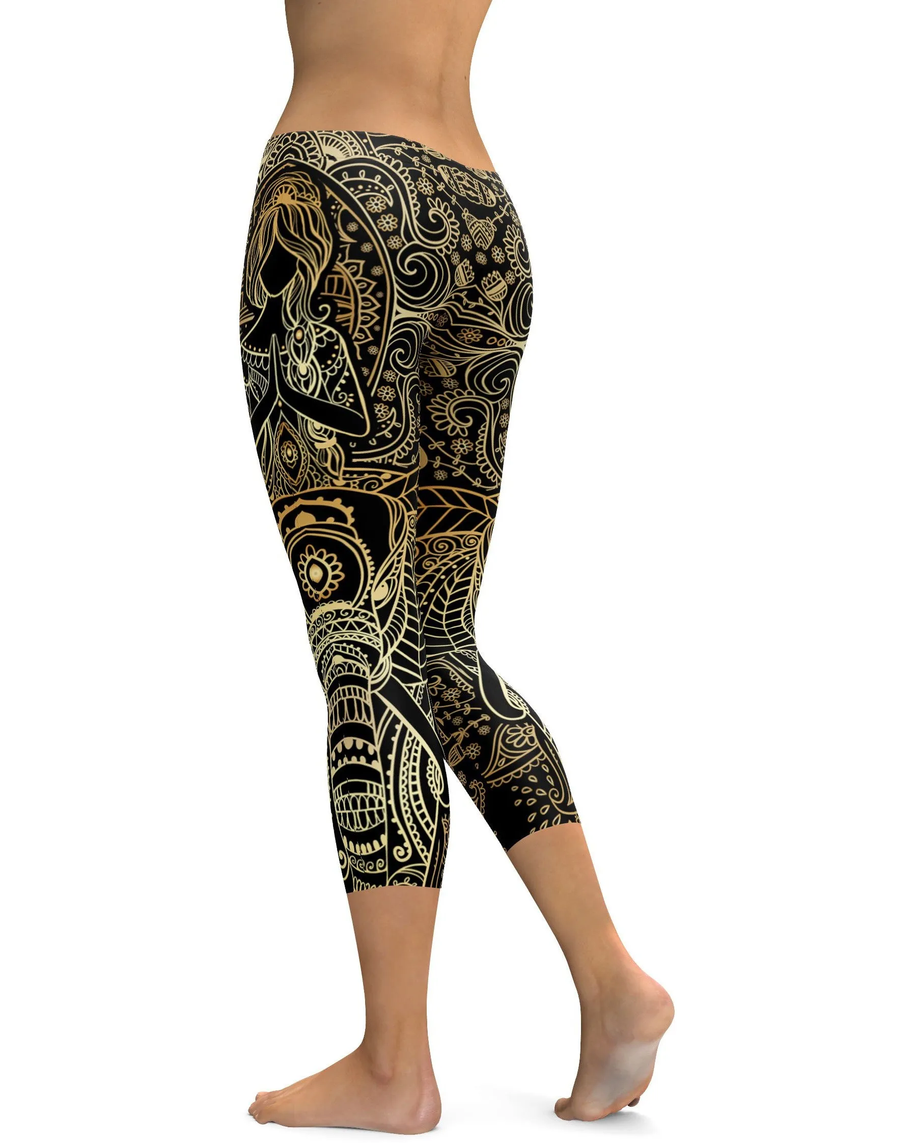 Golden Ornamental Elephant Capris