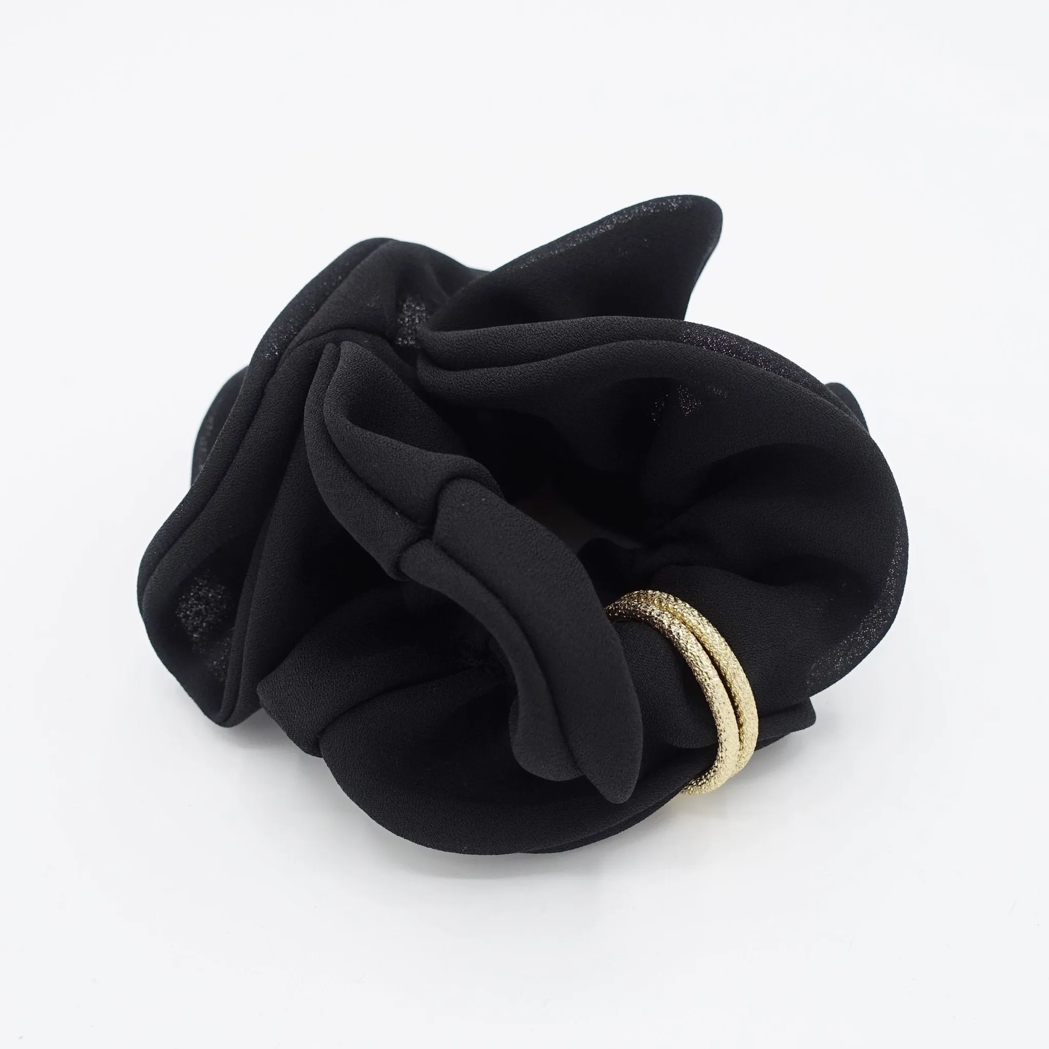 golden ring decorated chiffon scrunchies women hair accessory