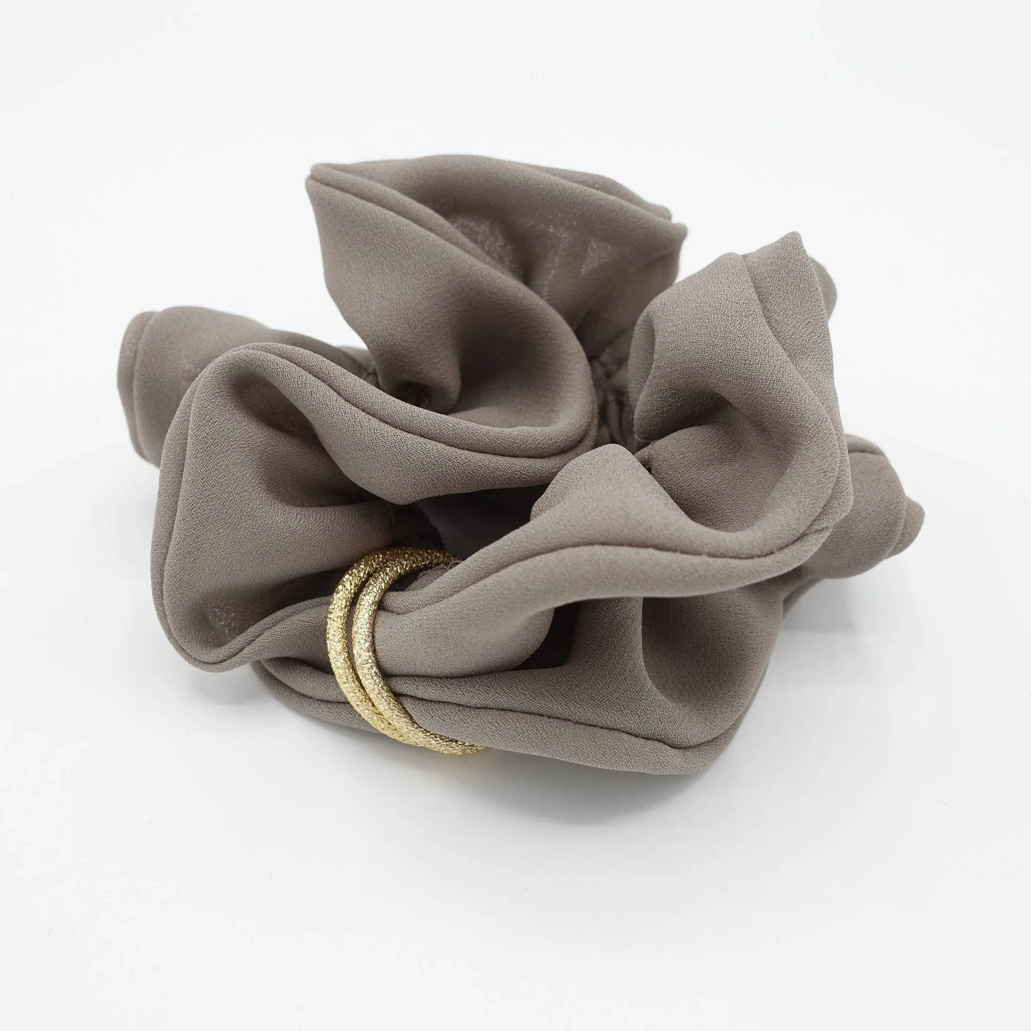 golden ring decorated chiffon scrunchies women hair accessory