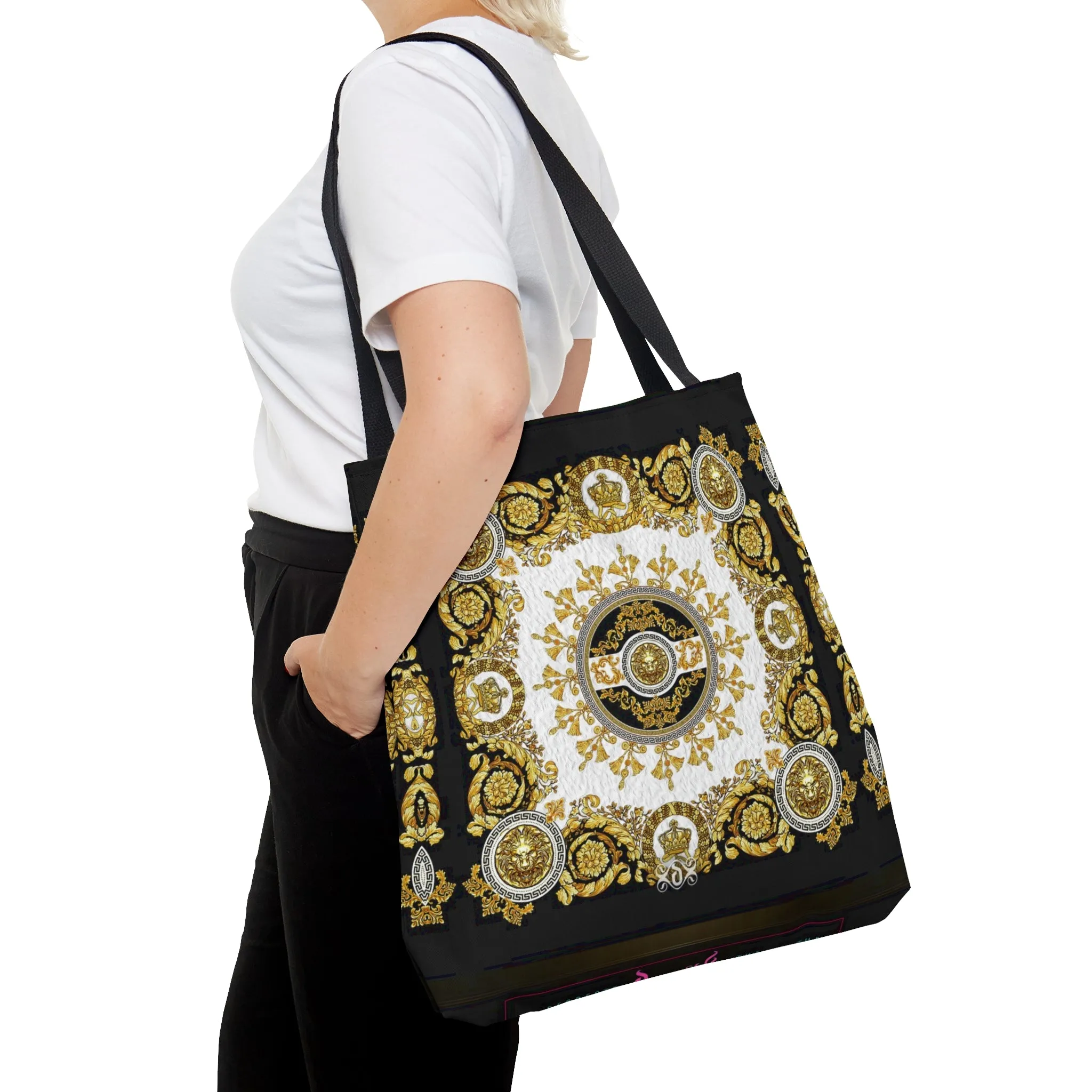 Golden Rococo Tote Bag Beauty of Florence Bag Baroque Handbag Canvas Tote Bag in 3 Sizes | 0016