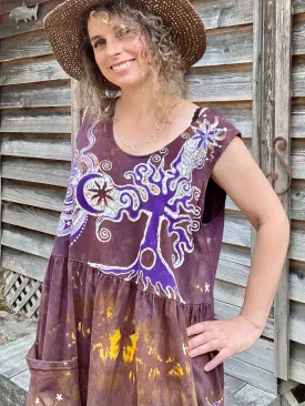 Golden Sun Purple Forest Farmer's Market Pocket Dress - Size 3X